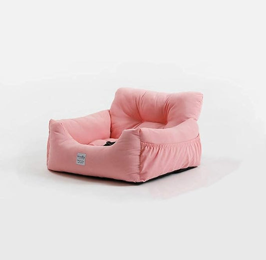 Aidou Dog Booster Seat for Small to Large Dogs & Cats, Pet Travel Safety Seat with Storage & Dual-use Car & Home Bed (Small Pink)