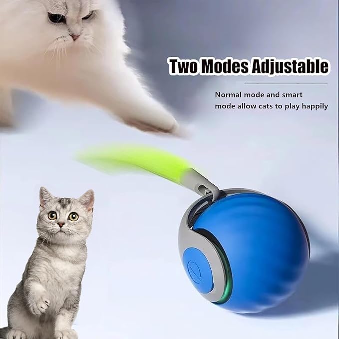 Speedy 2.0 Tail 2 Packs Interactive Cat Toys for Indoor Cats, Automatic Cat Toy with Tail, Electric Rolling Ball on Carpet,Cat Toys for Bored Indoor Adult Cats