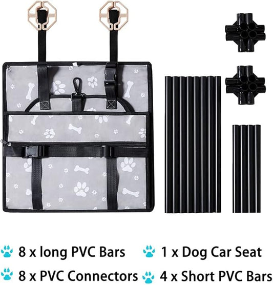 GENORTH Dog Car Seats for Small and Medium Dogs,Portable Puppy/Pet Car Booster Seat with Clip-On Leash and Mesh Window for Pet Up to 20 lbs