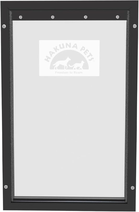 Hakuna Pets Deluxe Aluminum Pet, Cat and Dog Door with 2-Way Locking Panel for Screens, Doors and Walls up to 2.8" Thick, X-Large, Black
