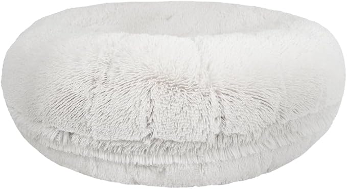 Bessie and Barnie - Luxury Extra Plush Faux Fur Bagel Pet/Dog Bed (Snow White, X-Larg)