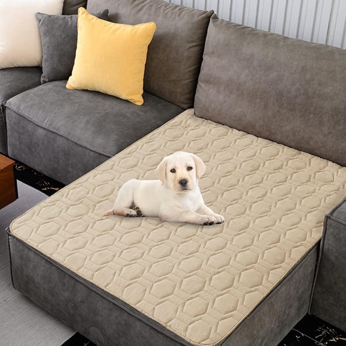 Tcksstex Waterproof and Non-Slip Dog Bed Cover and Pet Blanket Sofa Pet Bed Mat ,car Incontinence Mattress Protectors Furniture Couch Cover for Most Cats Dogs,Pets(52x82-Beige)