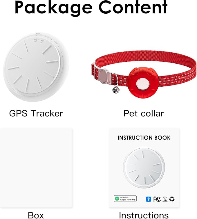 Cat Tracker, Lightweight Pet Tracker for Cats, GPS Tracker for Cats, Compatible with Apple Find My App(Only iOS), Real-Time Tracking, No Monthly Fee, Waterproof