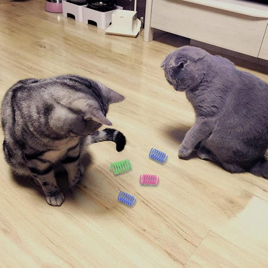 Andiker Interactive Cat Spiral Creative Spring Toy to Kill Time and Keep Fit, Sturdy and Heavy Plastic for Swatting, Biting, Hunting Kitten Toys, Colorful, 12 pcs