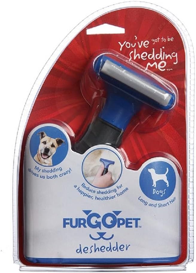 SUPTMAX FurGOPet Dog Deshedding Tool for Small Breeds, Black, Blue, Stainless Steel, 4 Inch, 1 Count, Pet Grooming Tool, Reduces Shedding, Hairballs, All Hair Types, Dogs