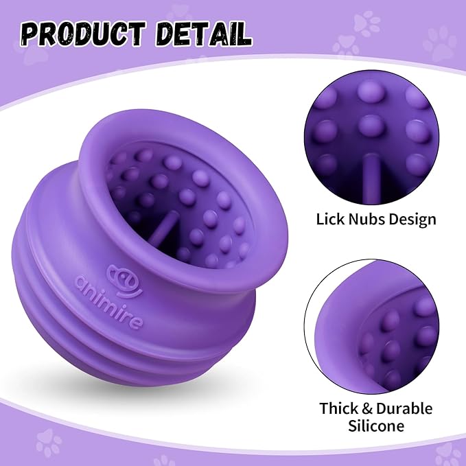 Treat Dispensing Dog Toy, Long-Lasting Interactive Puzzle Toys for Dogs, Stuffable Dog Enrichment Frozen Lick Treat Toy for Boredom, BPA Free Silicone Fetch Catch Chew Toy (Purple,L)