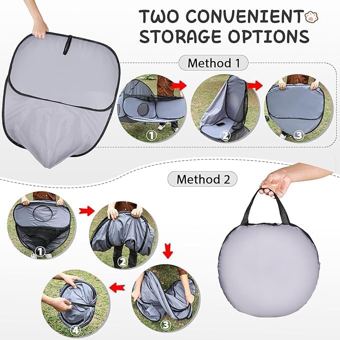Tailtastic Pet Playpen with Surround Tunnel, Outdoor/Indoor Cat Playpen with Breathable Soft Sides,Tailtastic Cat Enclosure Tent for Small Animals, Portable Tent with Carry Bag (Medium)