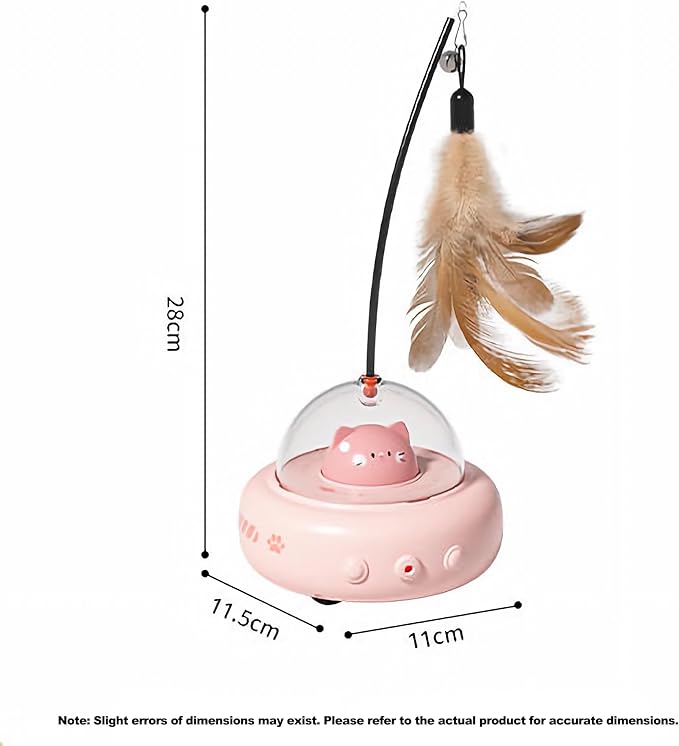 2 in 1 Rechargeable Interactive Cat Toys for Indoor Cats, Automatic Kitten Toys with Feather and Laser Pointer for Self Play (Sakura Pink)