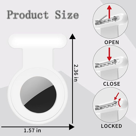 2 Pack Holder Case Compatible for Airtag Tracker, Silicone Hidden GPS Kid Airtag Holder with Invisible Pin, Anti Lost Apple Air Tag Case Cover for Toddlers, Elderly, Pet, Clothing(Black and White)