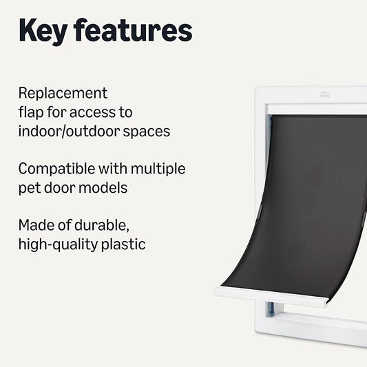 Amazon Basics Dog Cat Door Replacement Flap, Large, 16.9’’ x 9.6’’ x 0.83’’, White and Grey