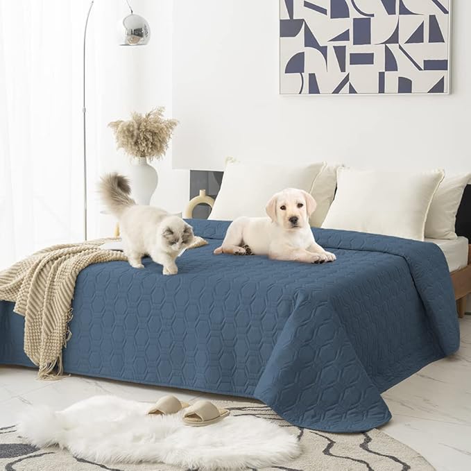 Tcksstex Waterproof and Non-Slip Dog Bed Cover and Pet Blanket Sofa Pet Bed Mat ,car Incontinence Mattress Protectors Furniture Couch Cover for Most Cats Dogs, Pets(40x50- Navy Blue)