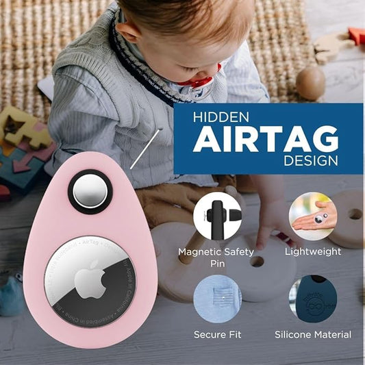 INFINITE ORBIT AirTag Holder for Kids – 2 Pack Anti-Removal Locking Case, GPS Tracker Holder Suitable for Children, Elderly, Pets & Luggage, Hidden Air Tag Pin Case (Compatible with Apple AirTag)