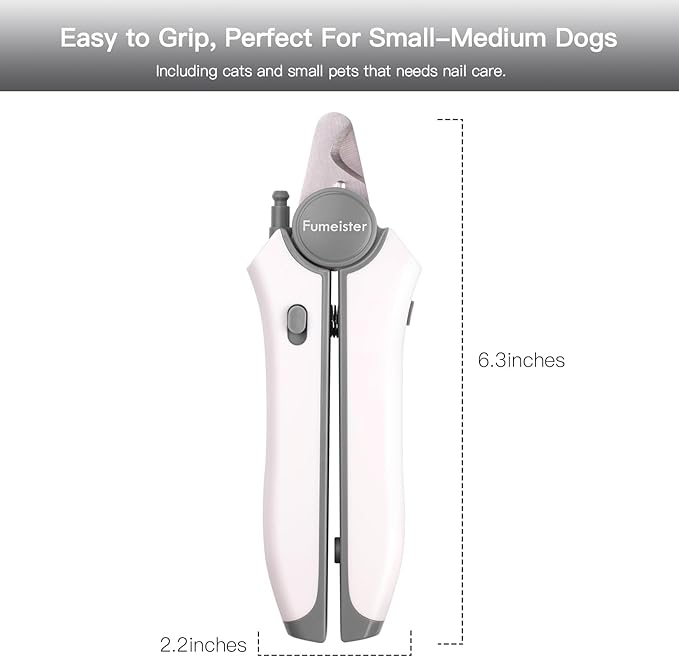 Type-C Rechargeable Dog & Cat Nail Clippers - LED Pet Nail Trimmer Extra Sharp for Small & Medium Dogs (Gray)