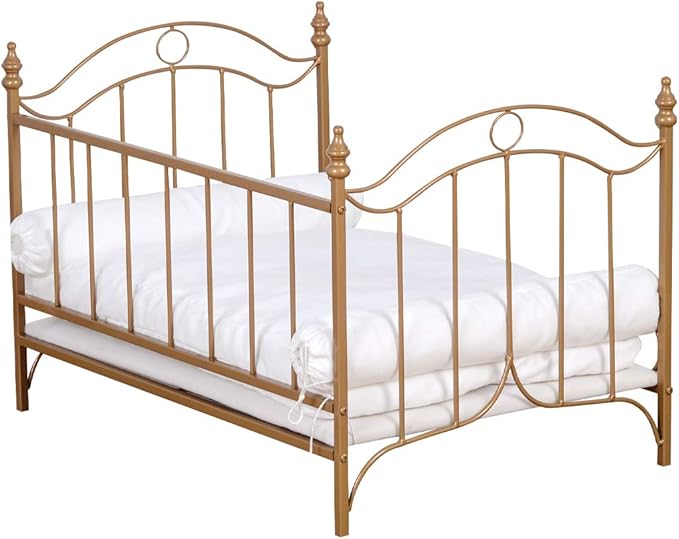 Pet Bed, Dog Bed with Metal Frame and Detached White Velvet Cushion with 2 Pillow for Small Dog