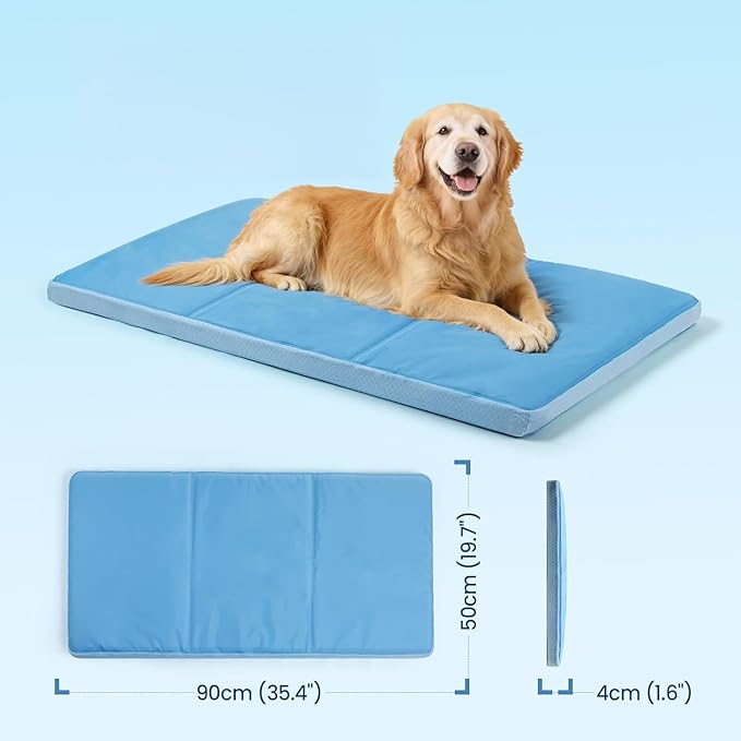 Orthopedic Dog Cooling Mat: Extra-Thick Self-Cooling with Removable Memory Foam & Non-Slip Bottom – Non-Toxic Gel – Indoor & Outdoor Summer Use for Dogs & Cats from 46-80 lbs