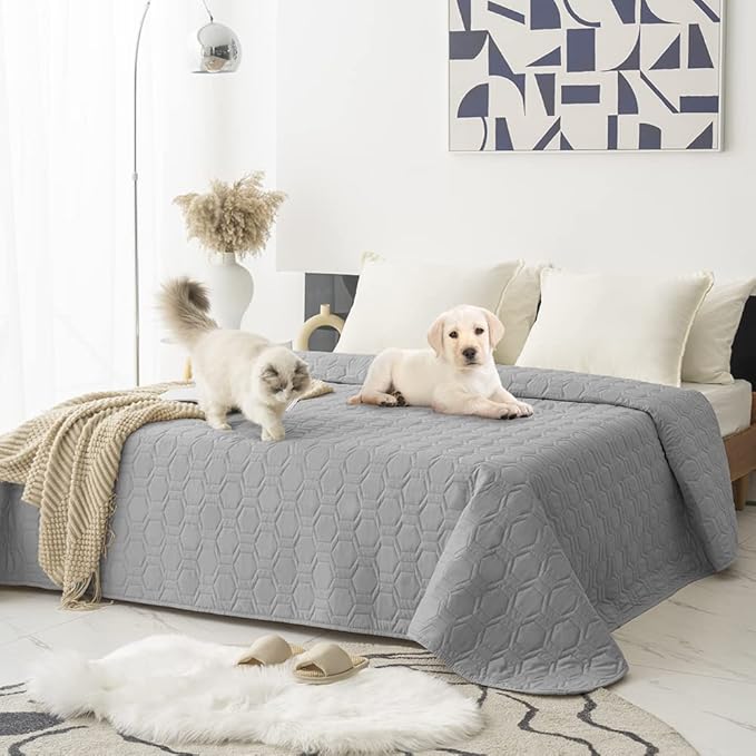 Tcksstex Waterproof and Non-Slip Dog Bed Cover and Pet Blanket Sofa Pet Bed Mat ,car Incontinence Mattress Protectors Furniture Couch Cover for Most Cats Dogs, Pets(40x50-Light Grey)