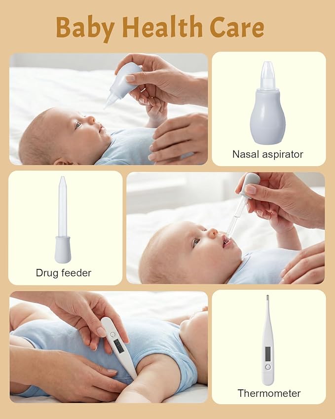 Lictin Baby Healthcare and Grooming Kit, 26 in 1 Rechargeable Nail Trimmer Electric Set,Safe File with Auto Light, Newborn Nursery Health Care Portable Safety Set for Infant Toddlers Boys Girls, Grey