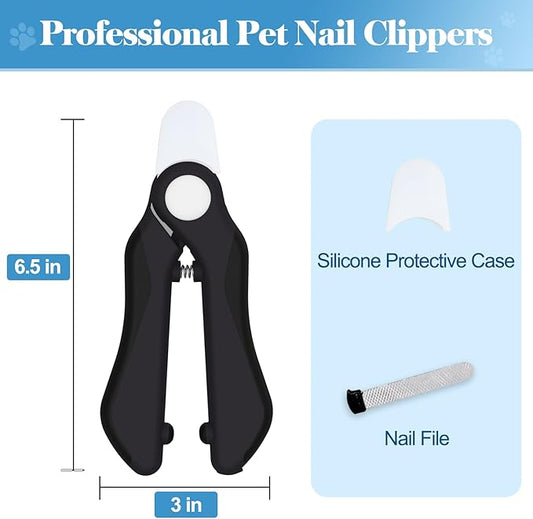 Swihauk Heavy Duty Dog Nail Clippers and Trimmers, Professional Pet Nail Clippers with Nail File for Dogs Cats Small Animal, Claw Clippers with Safety Guard to Prevent Over-Cutting, Black