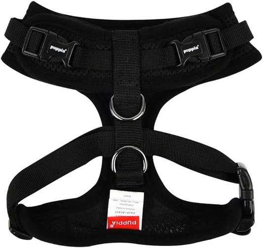 Authentic Puppia RiteFit Harness with Adjustable Neck, Black, Small