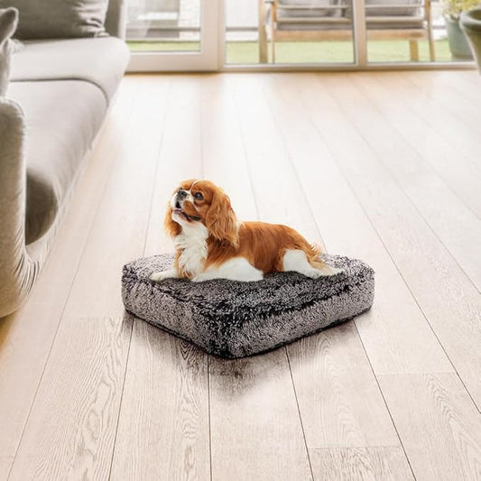 Bessie and Barnie Frosted Willow Extra Plush Shag Faux Fur Luxury Sicilian Rectangle Pet/Dog Bed (Multiple Sizes)