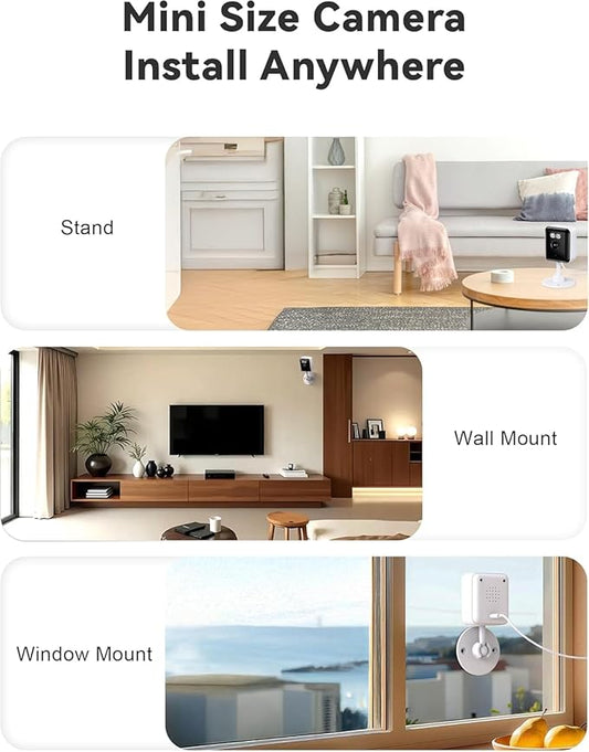 2.4/5GHz Home Cameras Indoor, 2K Security Camera Indoor for Dog/Pet/Nanny/Baby with US Phone App, AI Text Recognition, Smart Search, Color Night Vision,2 Way Talk Mini Cam,Human Detection,4 Packs