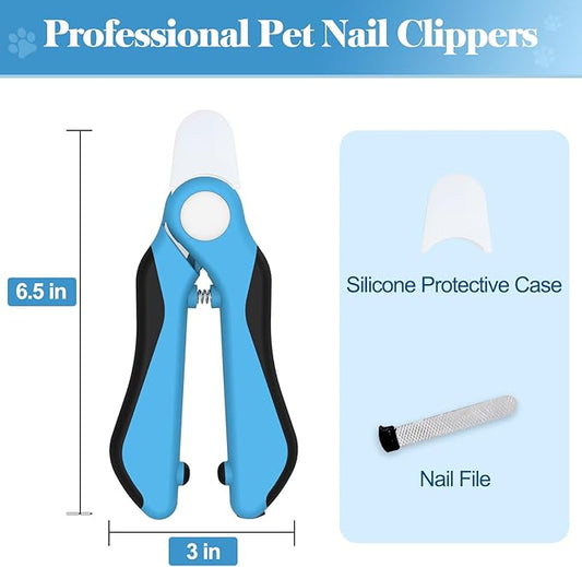 Swihauk Heavy Duty Dog Nail Clippers and Trimmers, Professional Pet Nail Clippers with Nail File for Dogs Cats Small Animal, Claw Clippers with Safety Guard to Prevent Over-Cutting, Blue