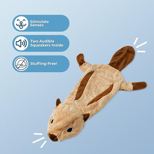 Best Pet Supplies Squeaky Dog Toys with Soft Durable Fabric for Small, Medium and Large Pets Interactive Toy for Indoor Play, Supports Active Biting and Play - Squirrel, Large