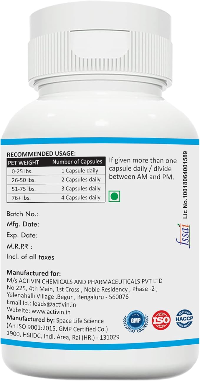 Quercetin with Bromelain Pet Supplement, 100 Capsules, Immune Health Support, Allergy Relief, Itchy Skin Relief for Dogs and Cats