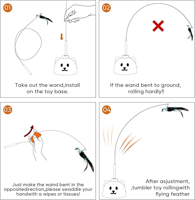 CATPICK Interactive Cat Toys for Indoor Cats Automatic Electric Flying Bird Feather Cat Toy - Best Kitten & Adult Cat Enrichment Toy Stick-on Hanging Electric Kitty Toys for Bored Cats
