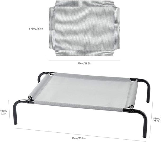 Amazon Basics Cooling Breathable Elevated Dog Bed with Metal Frame for Small Dogs, 36" x 22" x 7.5", Grey