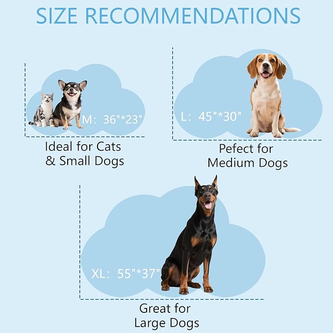 BECEMURU Dog Cooling Mat, Thickened Soft Pet Cooling Pad for Summer, 45"x30" Could-Shape Pet Bed for Crate Kennel Sofa, Non-Gel Coolness, Machine Washable & Durable - Keep Pet Cool and Comfortable