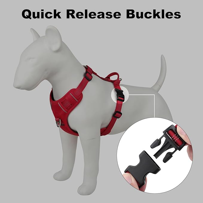 Plutus Pet No Pull Dog Harness, Reflective Adjustable Dog Vest Harness with Handle, Escape Proof, Soft Padded for Small Medium Large Dogs (Red, XS)