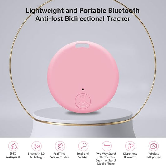 Aircawin Mini GPS Tracker C, Key Item Finder Locator,No Monthly Fee App for iOS/Android 2023 Latest,Portable Anti-Lost Bluetooth Tag Item Tracker for Luggages/Kids/Pets/Phone/Wallet/Bag-1Pcs-Pink