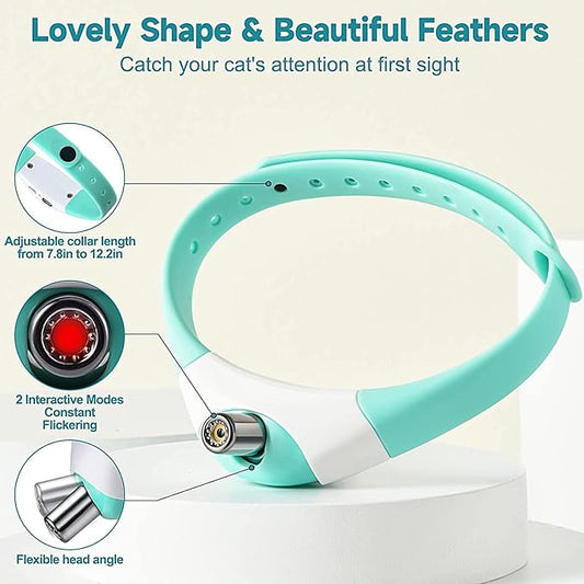 Automatic Cat Toys Laser Collar with Red Light, Interactive Cat Toys for Bored Indoor Cats, Rechargeable Electric Laser Pointer Cat Toy Wearable Collar for Kitten