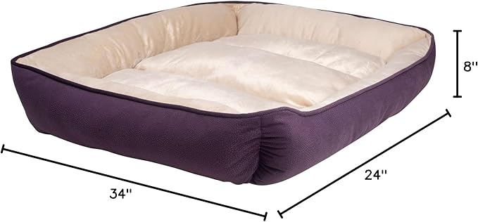 long rich Luxury Embossed Rectangle Micro Mink Dog and Pet Bed, Large, Burn Out Purple, by Happycare Textiles, 24"x34"