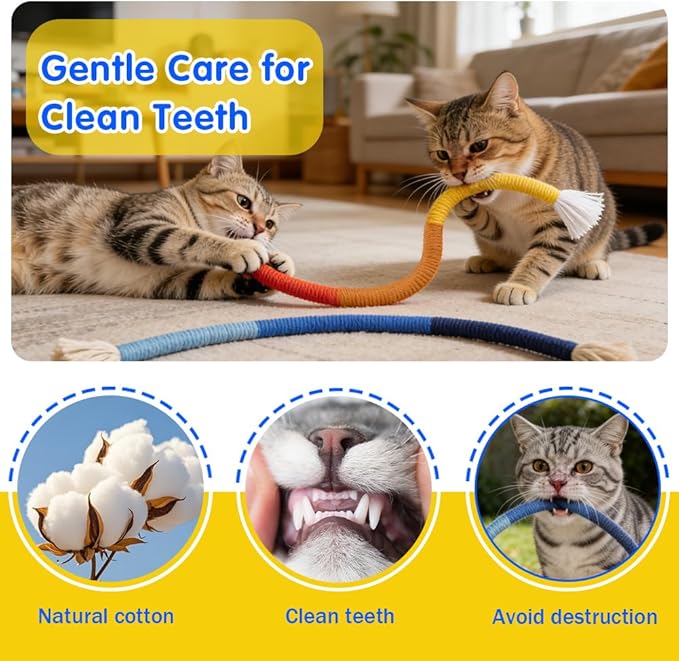 Retro Shaw Cat Toys Chew Ropes with Refillable Catnip for Indoor Kitten Teeth Cleaning, 3Pcs Interactive Cat Rope Kitty Toys for All Breeds 23.6 Inches