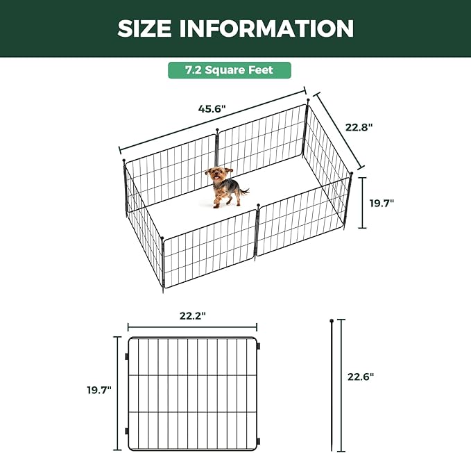 FXW MiniPaws Unleashed Dog Playpen, Expandable & Portable Design for Yard, RV Camping and Indoor Use, for Puppies and Small Dogs, 20-inch 6 Panels