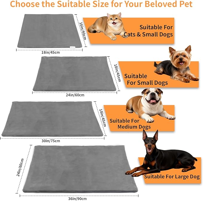 BECEMURU Pet Heating Pad for Dogs & Cats, 24x18 in, Waterproof Heated Bed with 6-Temp & Timer, Chew-Resistant Cord Electric Warm Bed for Senior Pets, Soothing Pain Relief for Arthritis