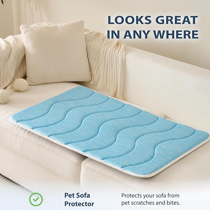 MICROCOSMOS 0.8" Thick Cooling Dog Foam Pad & Summer Pet Sleeping Mat, Machine Washable, Materials Safe, Portable Flat Pet Bed for Dogs.(Grey, 36" x 23")