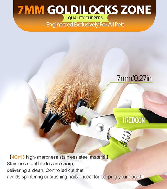 IREDOON Dog & Cat Nail Clippers, 4Cr13 Stainless Steel Razor Sharp Blade - Professional Pet Grooming Tool with Nail File, Small Hand Friendly & Non-Slip Grip (Green)