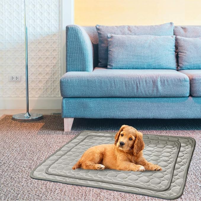 2026 Upgraded Washable Dog Cooling Mat Ice Silk Cooling Mat for Dogs Pet Self Cooling Pad Blanket Dog Cooling Pad (Q-Max>0.4) for Indoor & Outdoor Car Seats (Grey, 40x28 in)
