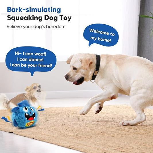 Petbobi Interactive Dog Toys Ball, USB Rechargeable Moving Dog Toy with Barking Sounds, Plush Monster Ball with Washable Cover, 4.9" Pet Toy for Small & Medium Dogs, Christmas & Birthday Gift