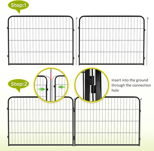 BestPet | Dog Playpen Extender | 24 Inch, 4 Panels | Heavy Duty Metal Pet Exercise Pen | Indoor Outdoor Fence Panels | Rust-Resistant, Removable, Tool-Free Setup | Anti-Skid, Expandable Design