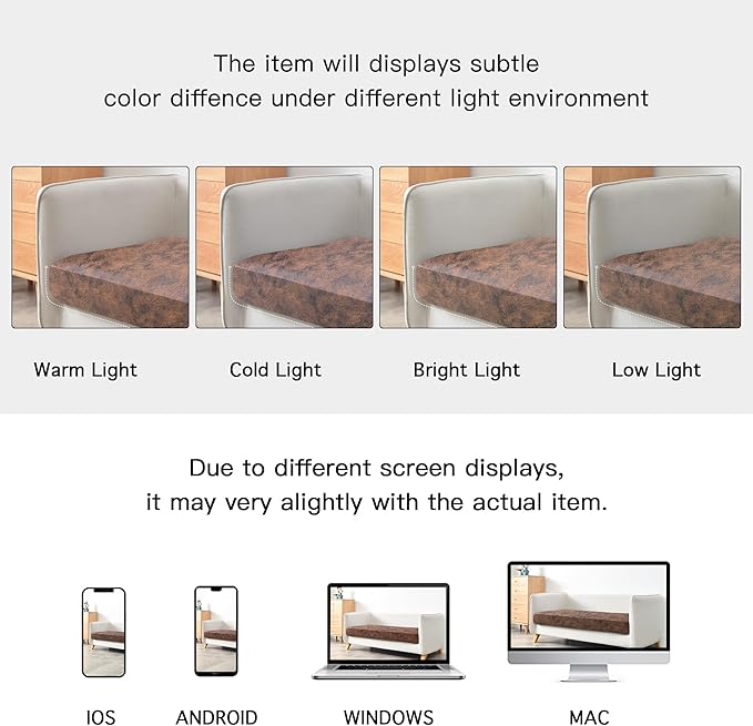 Yates Home PU Leather Couch Sofa Cushion Slipcover Elastic Chair RV Seat Covers Loveseat Sofa Furniture Protector Slip Cover for Seater Replacement Living Room(2 Pieces, Brown)