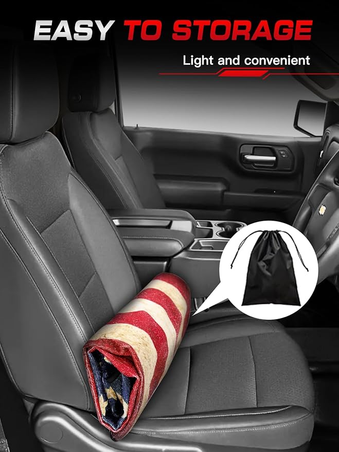 American Flag Car Seat Cover Towel, Waterproof Sweat Protector for Gym Post-Workout & Beach, Universal Fit for Sedans SUV Minivan, Machine Washable Non-Slip Bucket Seat Mat - 1 Pack