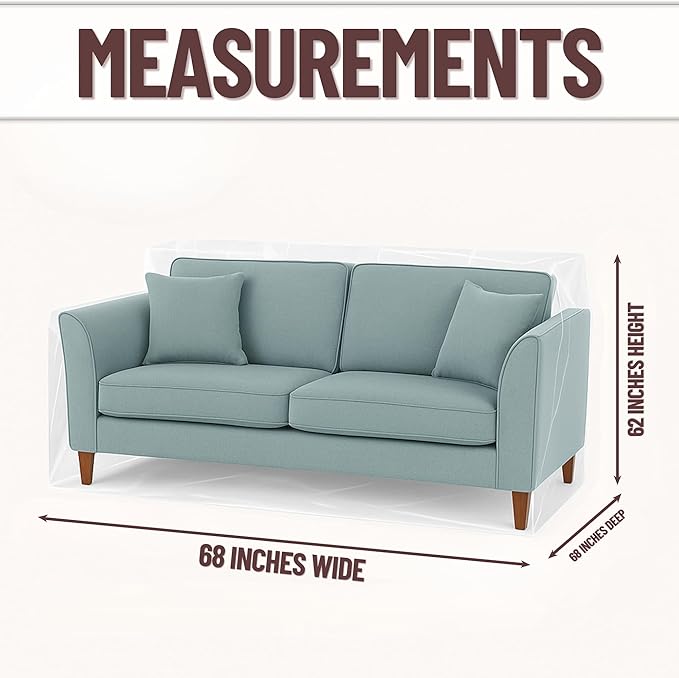 Evelots Clear Plastic Loveseat Cover - Thick Heavy Duty Vinyl 2 Seat Sofa Cover for Protection Against Cat & Dog Clawing - Stain & Dust Protector - Waterproof Slipcover for Moving & Storage