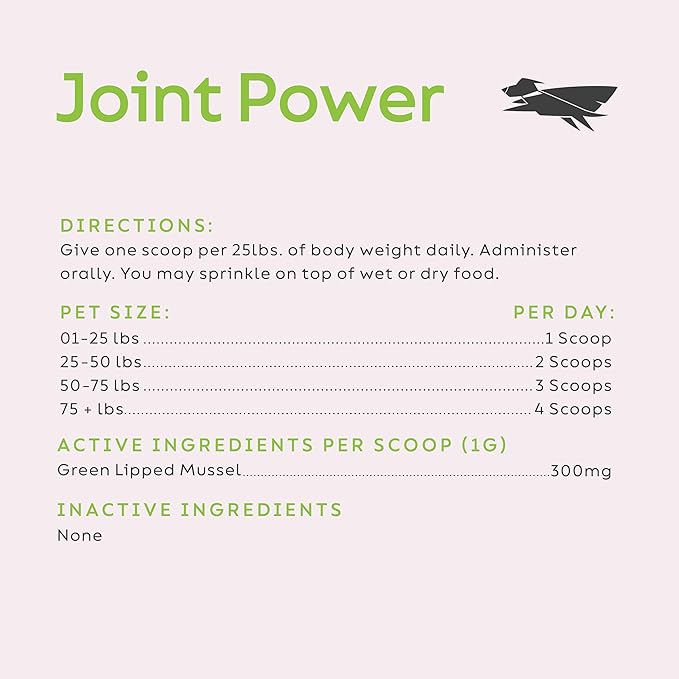 Super Snouts Joint Power – 5.29oz Powder – Joint Supplement for Dogs and Cats with 100% Green Lipped Mussel Helps Ease Discomfort & Stiffness– Made in The USA
