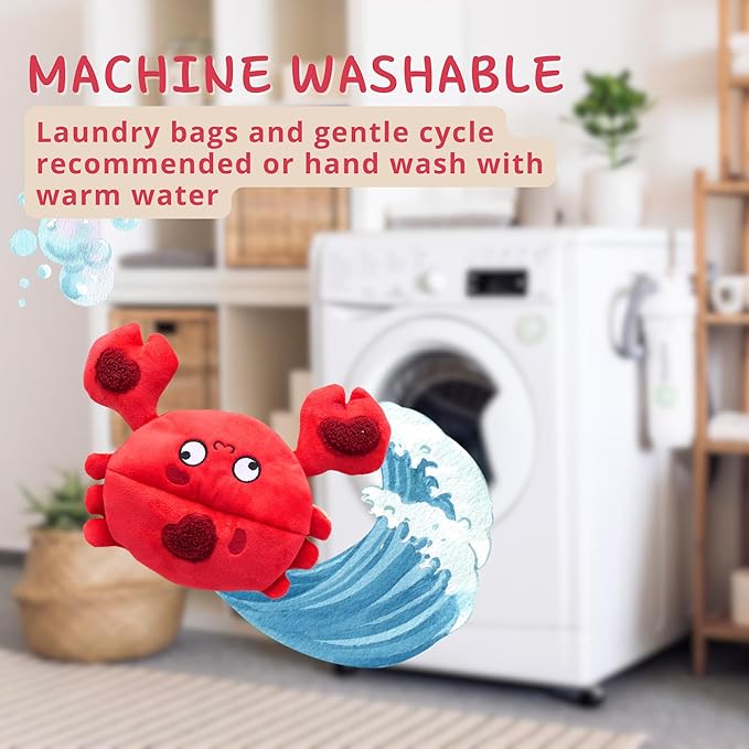 Hide and Seek Plush Dog Toys, Crab Interactive Toy for Small Dogs, Red Puppy Puzzle Squeaky Toys with Crinkle Papers, Durable Snuffle Dog Toys for Medium Pet