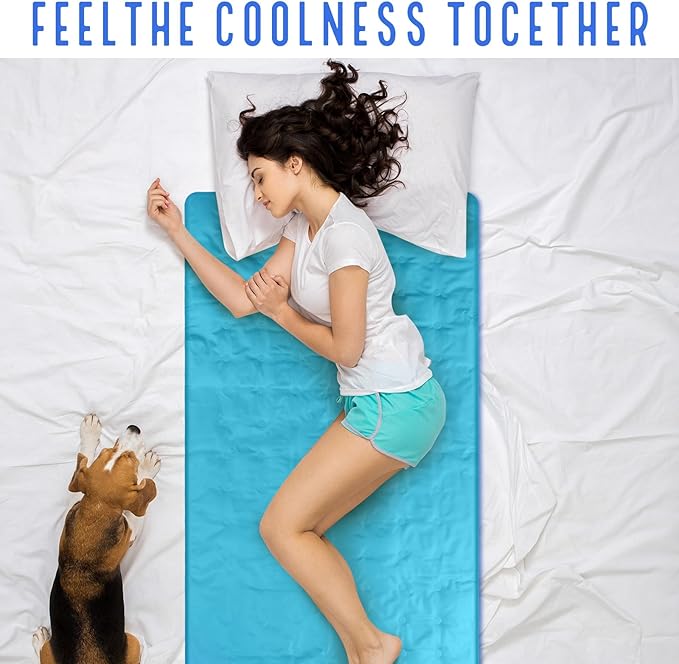 Drydiet Cooling Pad Mat for Sleep Cooling Mattress Pad Gel for Bed, Relieve Pain, Summer Hot Flashes, Adult, Pets, No Water or Electricity Required(Plain,Light Blue,48 x 28 Inch)
