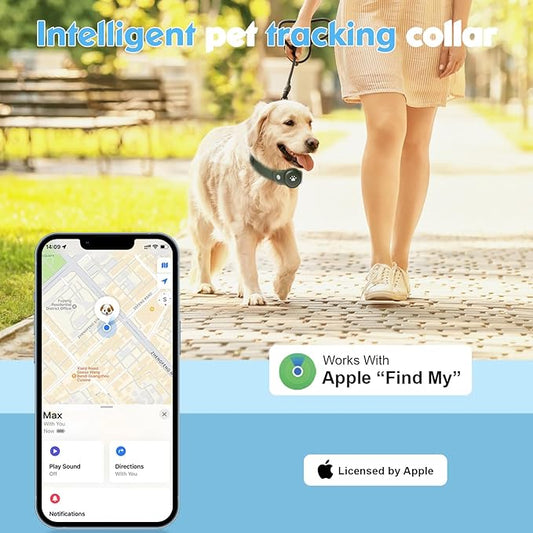 GPS Tracker for Dogs, 2 in 1 Smart Pet Collar (Only iOS), No Monthly Fee Waterproof Dog Collar with Real-time Tracking, Anti-Lost, 365-Day Long Battery GPS Tracker for All Sized Dogs(Locator Included)